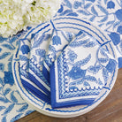 Blue Jalore Hand Block Printed Blue & White Floral Cotton Napkins