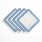 Blue & White Natural Fiber Woven Jute Square Placemats with Wave detail