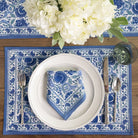 Bohemian Floral Azure Blue & Aqua Hand Block Printed Floral Placemats