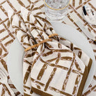 Brown Bamboo Geometric Brown & White Neutral Cotton Hand Block Printed Napkins