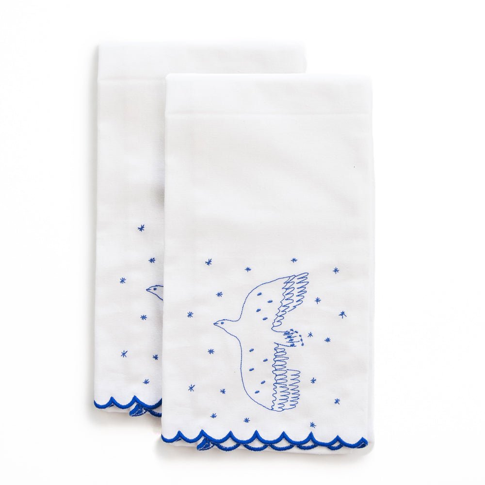 Embroidered Peace Dove Holiday Tea Towels