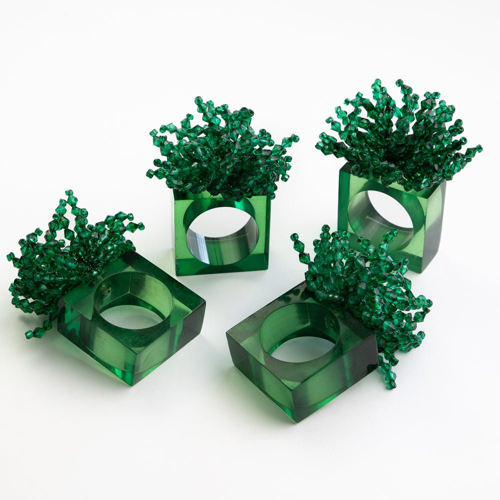 Green Acrylic Beaded Napkin Rings