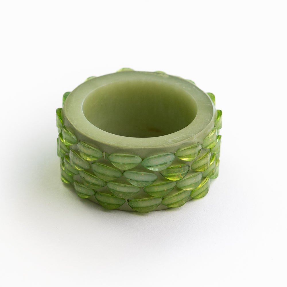 Green Round Resin Beaded Napkin Rings