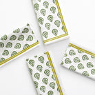 India Hicks Home x Pomegranate Carnation Hunter Green & White Hand Block Printed Cotton Napkin