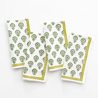 India Hicks Home x Pomegranate Carnation Hunter Green & White Hand Block Printed Cotton Napkin