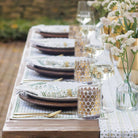 India Hicks Home x Pomegranate Palm Avenue Hunter Green & White Hand Block Printed Cotton Canvas Placemats, Table runner, and napkins