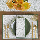 India Hicks Home Sea Ferns & Domino Hunter Green Hand Block Printed Cotton Canvas Placemats