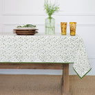 India Hicks Home x Pomegranate Sea Ferns & Domino Hunter Green & White Hand Block Printed Tablecloth