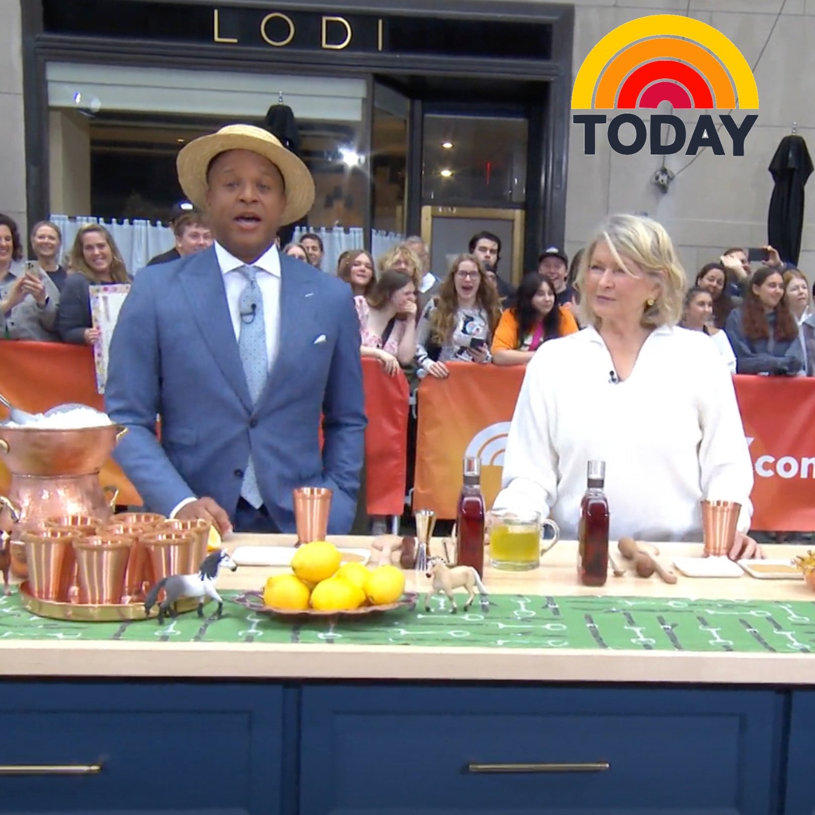 Green linen snaffle & buckle equestrian table runner featured on TODAY