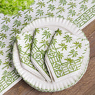 Palm Tree Green Hand Block Printed Cotton Napkins