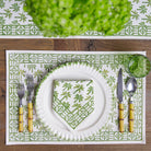 Palm Tree Green Hand Block Printed Cotton Canvas Placemats