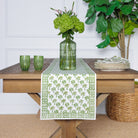 Palm Tree Green Hand Block Printed Table Runner