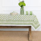 Palm Tree Green Hand Block Printed Cotton Tablecloth