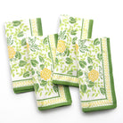 Pineapple Party Green & Yellow Hand Block Printed Cotton Napkins