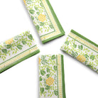 Pineapple Party Green & Yellow Hand Block Printed Cotton Napkins