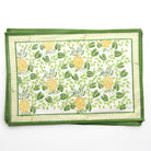 Pineapple Party Green & Yellow Hand Block Printed Cotton Canvas Placemats