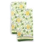 Pineapple Party Green & Yellow Hand Block Printed Cotton Kitchen Tea Towels
