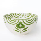 Pomegranate Crest Green Hand Painted Floral Ceramic Bowl