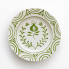 Pomegranate Crest Green Hand Painted Floral Ceramic Dinner Plate