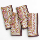 Gold and Purple Hand Block Printed Floral Cotton Napkins