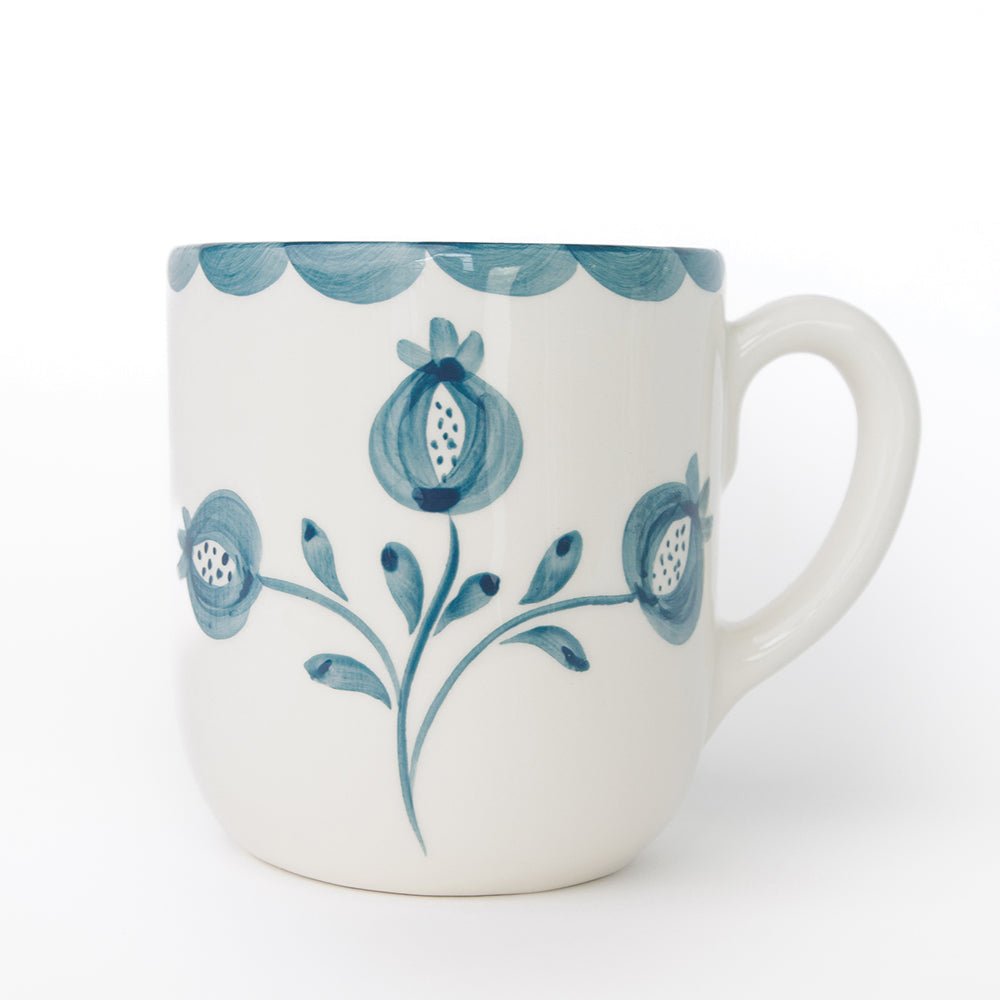 Pomegranate Hand Painted Teal Floral Ceramic Mug