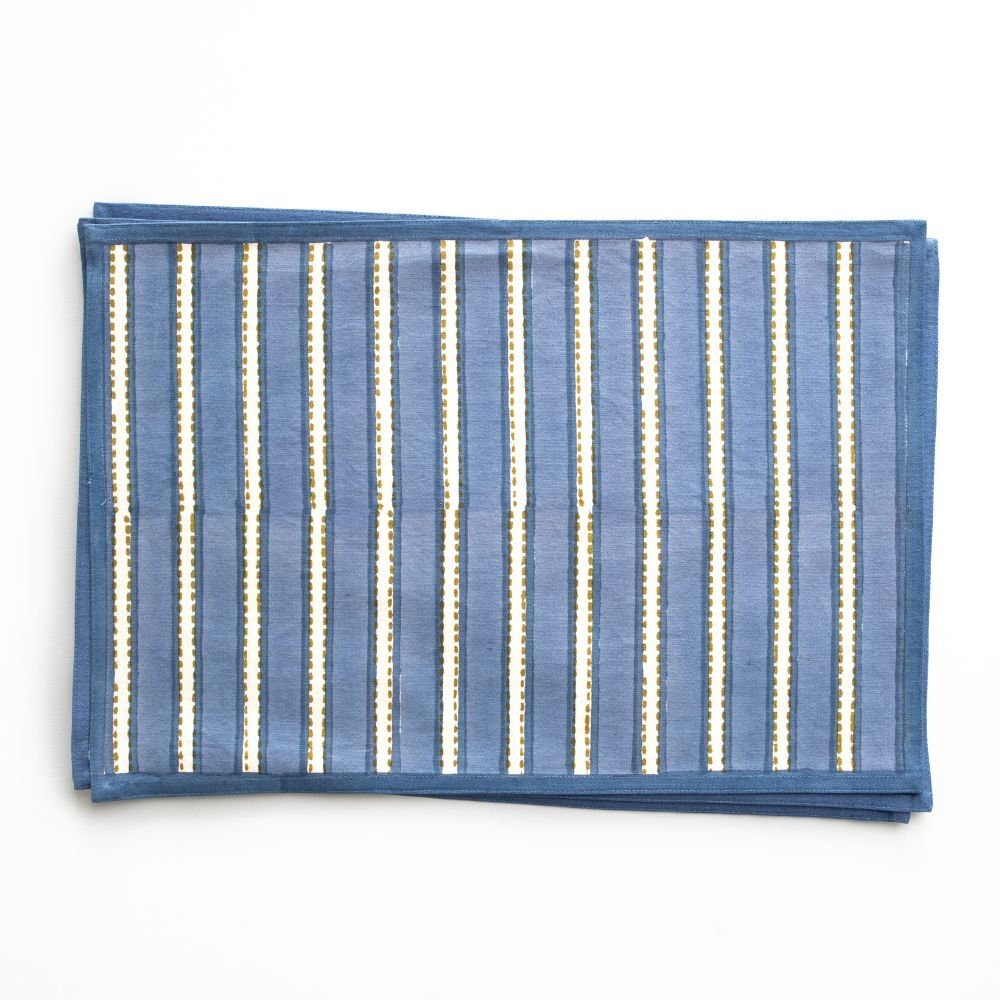 Blue striped napkin on a white background