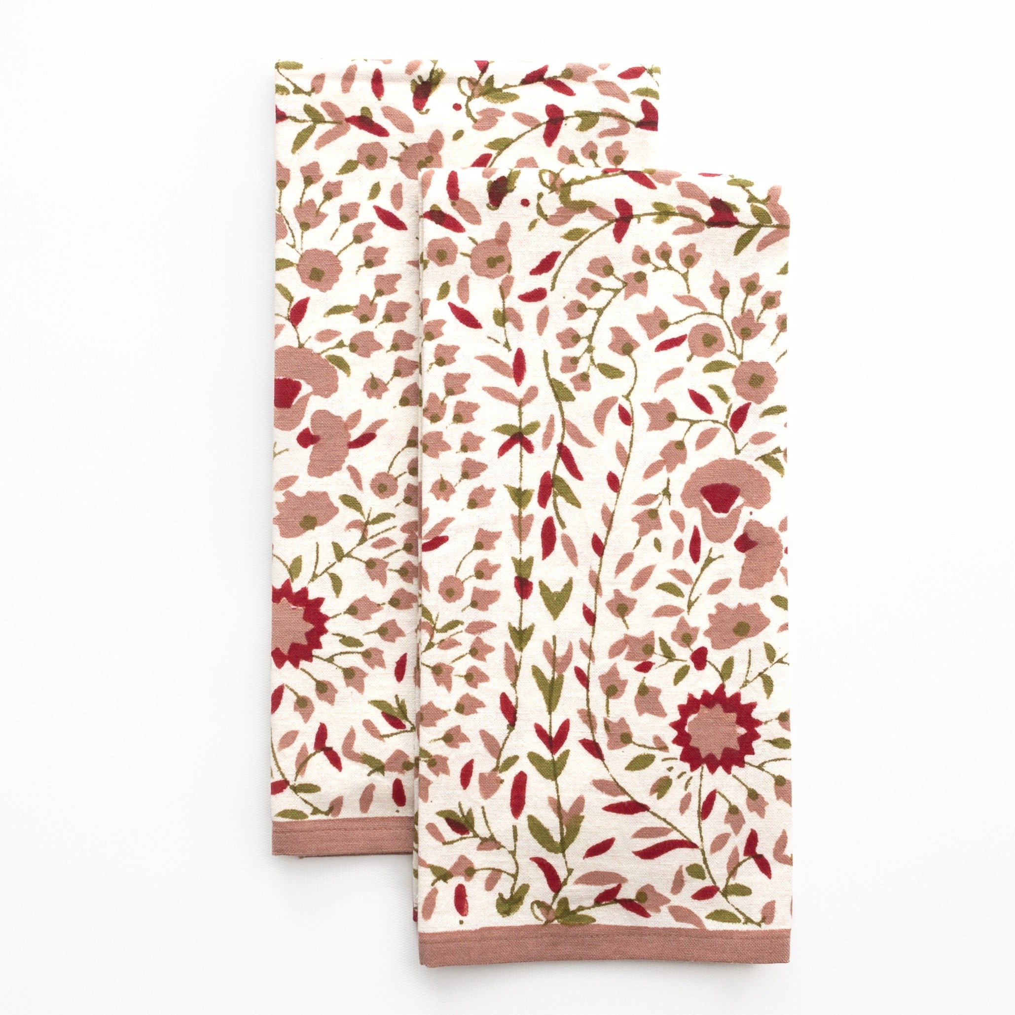 Floral patterned towel on a white background