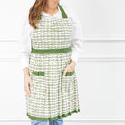 Pony Club Green and White Equestrian Apron with Hand Block Printed Snaffle Pattern