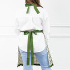 Pony Club Green and White Equestrian Apron with Hand Block Printed Snaffle Pattern