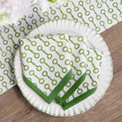 Pony Club Green and White Equestrian Cotton Napkins with Hand Block Printed Snaffle Pattern