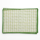 Pony Club Green and White Equestrian Placemats with Hand Block Printed Snaffle Pattern
