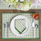 Pony Club Green and White Equestrian Placemats with Hand Block Printed Snaffle Pattern