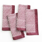 Purple & White Triangle Pattern Hand Block Printed Cotton Napkins