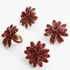 Red Flower Beaded Napkin Rings