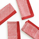 Hand Block Printed Red & White Triangle Cotton Napkins