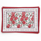 Run For The Roses 151 Equestrian Hand Block Printed Floral Cotton Canvas Placemats