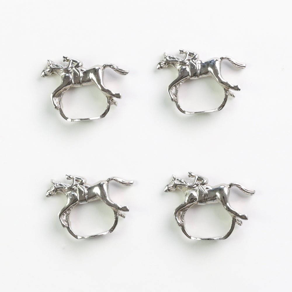 Silver Horse & Jockey Equestrian Napkin Rings