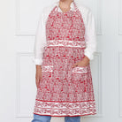 Tapestry Deep Red and White Hand Block Printed Apron