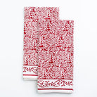Tapestry Deep Red Hand Block Printed Kitchen Tea Towels
