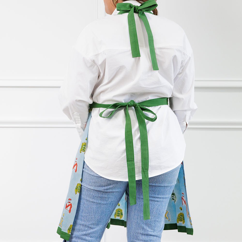 Equestrian Jockey Silks Hand Block Printed Cotton Apron