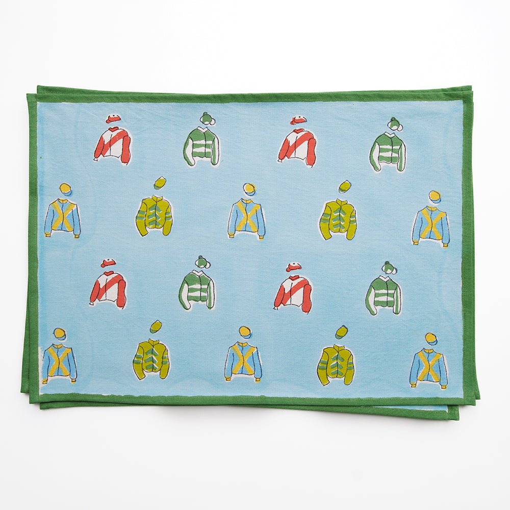 Equestrian Vintage Jockey Silks Hand Block Printed Cotton Canvas Placemats