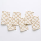 Anika Beige Floral Hand Block Printed Neutral Cocktail Napkins