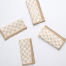 Anika Beige Floral Hand Block Printed Neutral Cotton Napkins