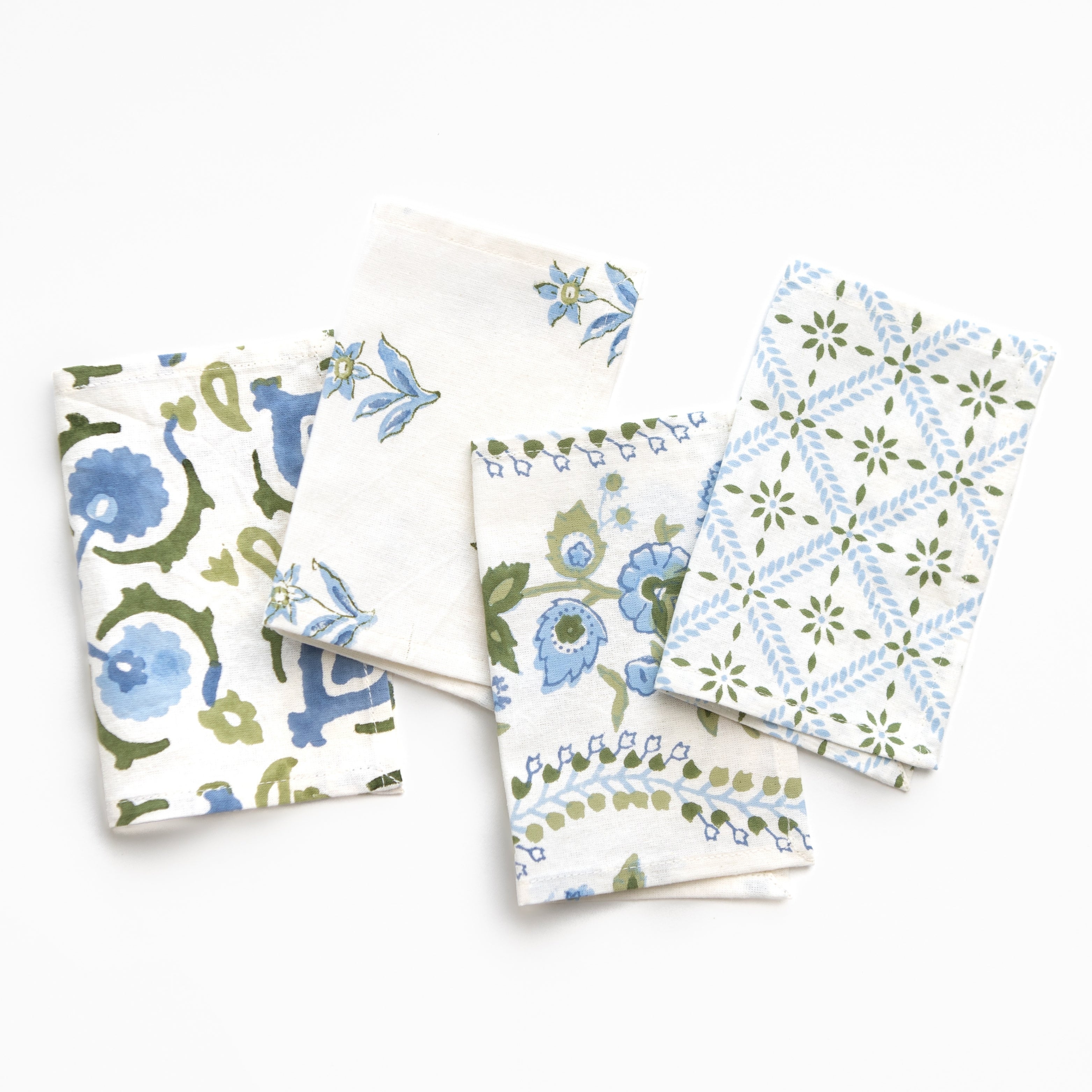 Set of patterned napkins on a white background