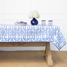 Blue Bamboo Hand Block Printed Geometric Tablecloth
