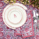 Pink & White Hand Painted Floral Ceramic Dinner Plate