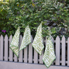 Green Bamboo Hand Block Printed Geometric Cotton Napkins