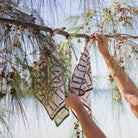 Brown Bamboo Geometric Brown & White Neutral Cotton Hand Block Printed Napkins