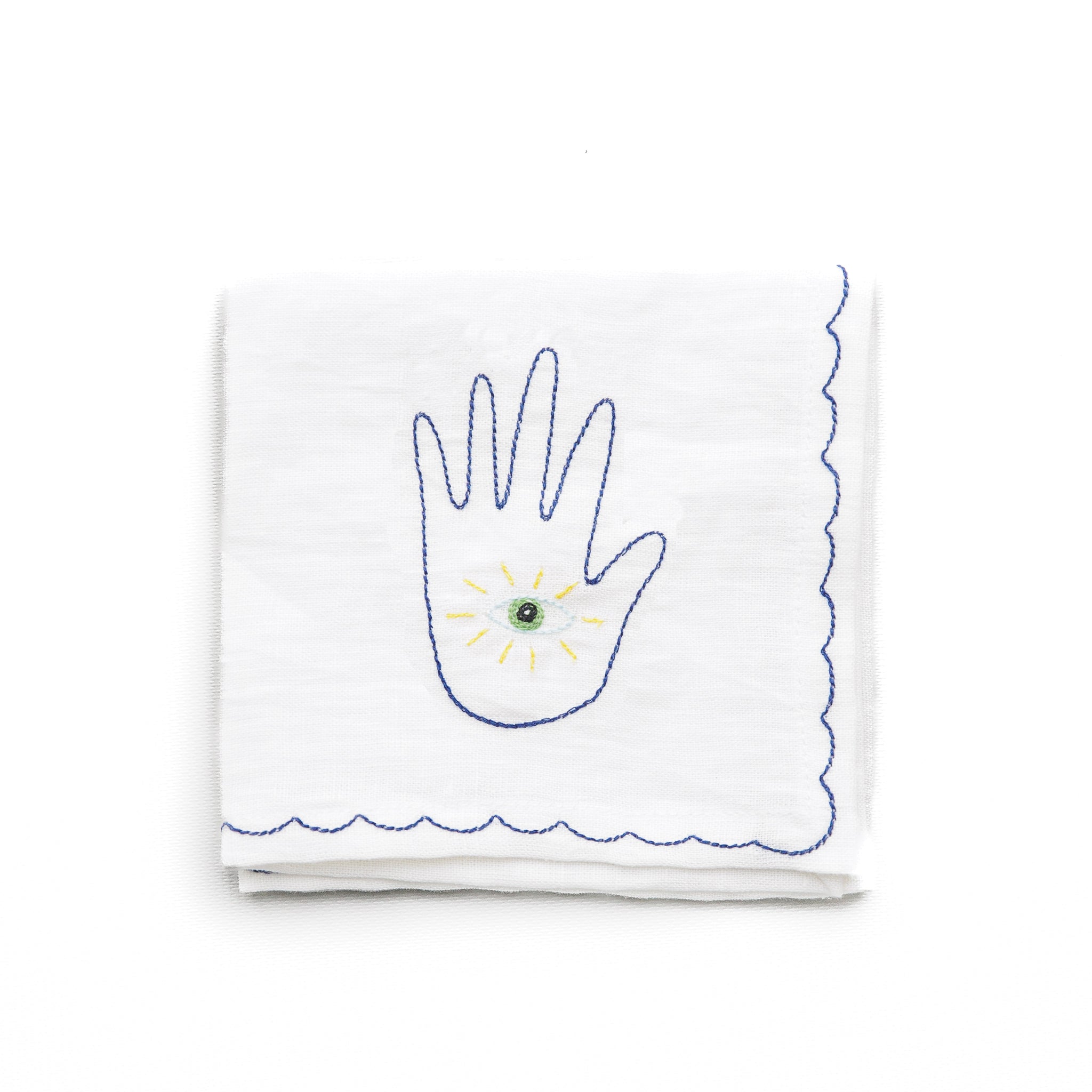 Lucky Charms Embroidered Linen Cocktail Napkins