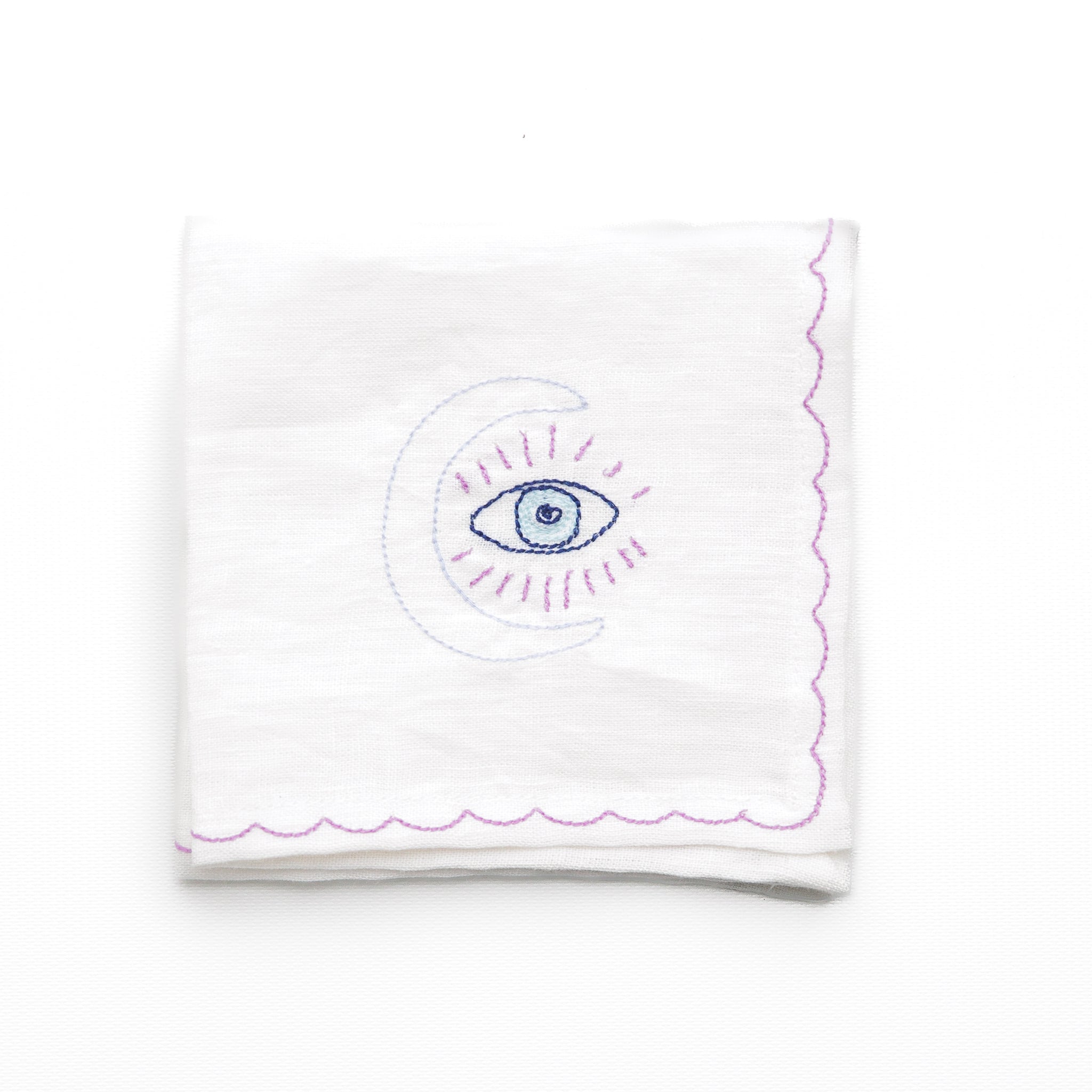 Lucky Charms Embroidered Linen Cocktail Napkins